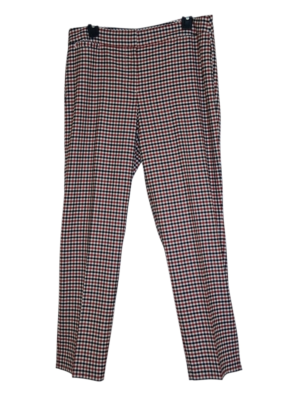 Talbots Hampshire Wool Blend Ankle Pants Sz 10 Red Black Plaid